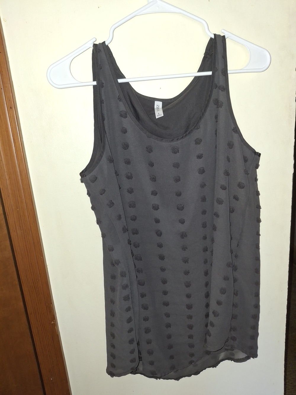 Zenana Outfitters Charcoal Textured Dot Sleeveless Tank